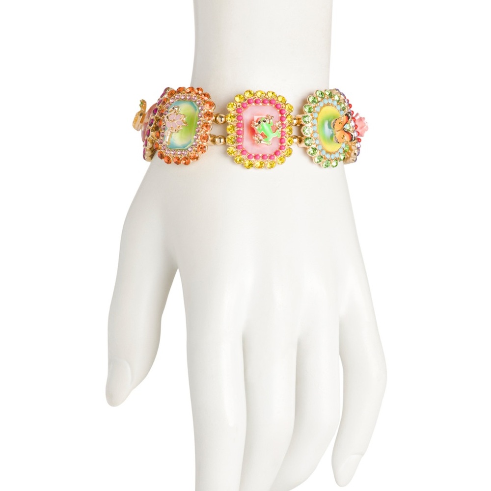 Betsey Johnson Pink and Green Medallion Bracelet